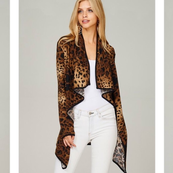 [1 left] Leopard  Print Knit Cardigan - Picture 6 of 6